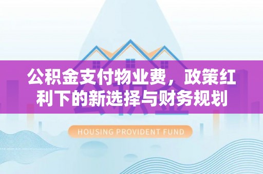 金安公积金支付物业费，政策红利下的新选择与财务规划