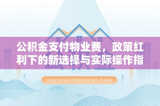 金安公积金支付物业费，政策红利下的新选择与实际操作指南